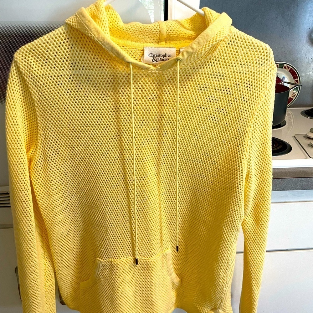 Christopher‎ Banks yellow sweater with hood and pockets sz M like new